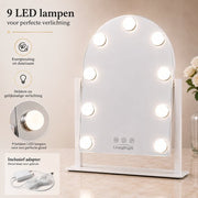 Livingbright - Make Up Spiegel met Verlichting - Draaibaar - Halfrond - Wit - afbeelding 9