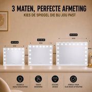 Livingbright - Make Up Spiegel - Hollywood Spiegel met Verlichting 58X46CM - 3 Lichtkleuren - Dimbaar - USB Oplader - Wit - afbeelding 10