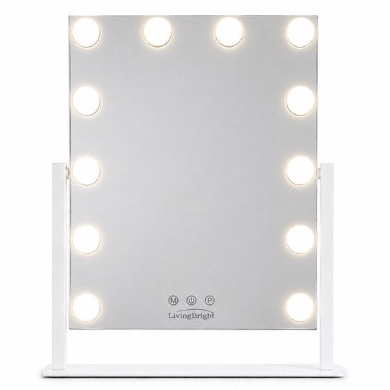 Livingbright - Make Up Spiegel met Verlichting - Kantelbaar - Rechthoekig - Wit - afbeelding 8