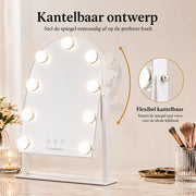 Livingbright - Make Up Spiegel met Verlichting - Draaibaar - Halfrond - Wit - afbeelding 8