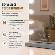 Livingbright - Make Up Spiegel - Hollywood Spiegel met Verlichting 58X46CM - 3 Lichtkleuren - Dimbaar - USB Oplader - Grijs - afbeelding 14