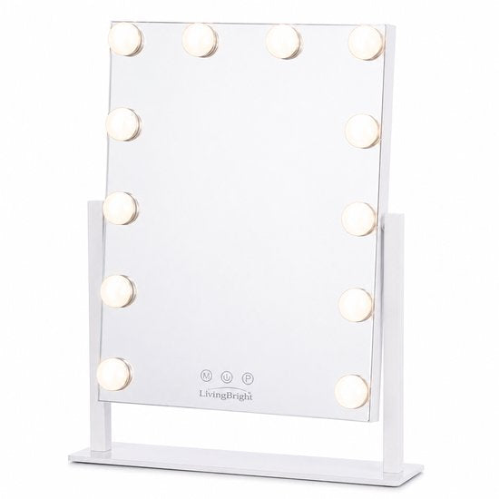 Livingbright - Make Up Spiegel met Verlichting - Kantelbaar - Rechthoekig - Wit - afbeelding 9