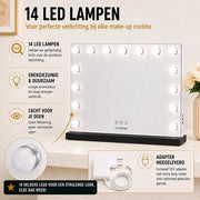 Livingbright - Make Up Spiegel - Hollywood Spiegel met Verlichting 58X46CM - 3 Lichtkleuren - Dimbaar - USB Oplader - Zwart - afbeelding 14
