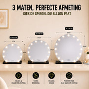 Livingbright - Make Up Spiegel Rond - Hollywood Spiegel met Verlichting 50X55CM - 3 Lichtkleuren - Dimbaar - USB Oplader - Zwart - afbeelding 13