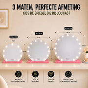 Livingbright - Make Up Spiegel Rond - Hollywood Spiegel met Verlichting 60X66CM - 3 Lichtkleuren - Dimbaar - USB Oplader - Roze - afbeelding 12