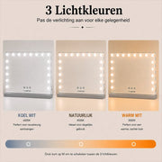 Livingbright - Make Up Spiegel - Hollywood Spiegel met Verlichting 80X60CM - 3 Lichtkleuren - Dimbaar - USB Oplader - Grijs - afbeelding 13