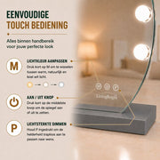 Livingbright - Make Up Spiegel Rond - Hollywood Spiegel met Verlichting 50X55CM - 3 Lichtkleuren - Dimbaar - USB Oplader - Grijs - afbeelding 3