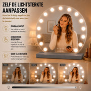 Livingbright - Make Up Spiegel Rond - Hollywood Spiegel met Verlichting 60X66CM - 3 Lichtkleuren - Dimbaar - USB Oplader - Grijs - afbeelding 4