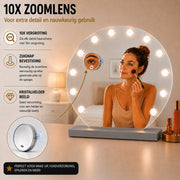 Livingbright - Make Up Spiegel Rond - Hollywood Spiegel met Verlichting 50X55CM - 3 Lichtkleuren - Dimbaar - USB Oplader - Grijs - afbeelding 4