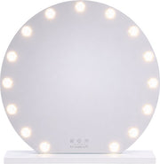Livingbright - Make Up Spiegel Rond - Hollywood Spiegel met Verlichting 60X66CM - 3 Lichtkleuren - Dimbaar - USB Oplader - Wit - afbeelding 13