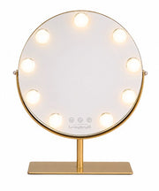 Livingbright - Make Up Spiegel met Verlichting - Rond - Roterend - 9 Leds - Goud - afbeelding 2