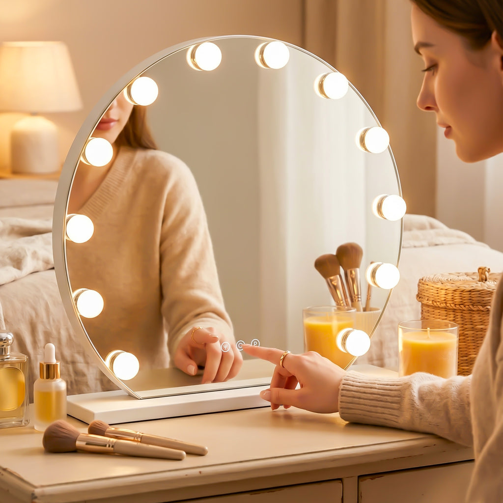 RoundHollywood Vanity Mirror with LED Lights