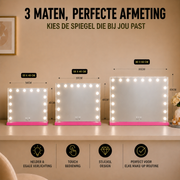 Livingbright - Make Up Spiegel - Hollywood Spiegel met Verlichting 50X40CM - 3 Lichtkleuren - Dimbaar - USB Oplader - Roze