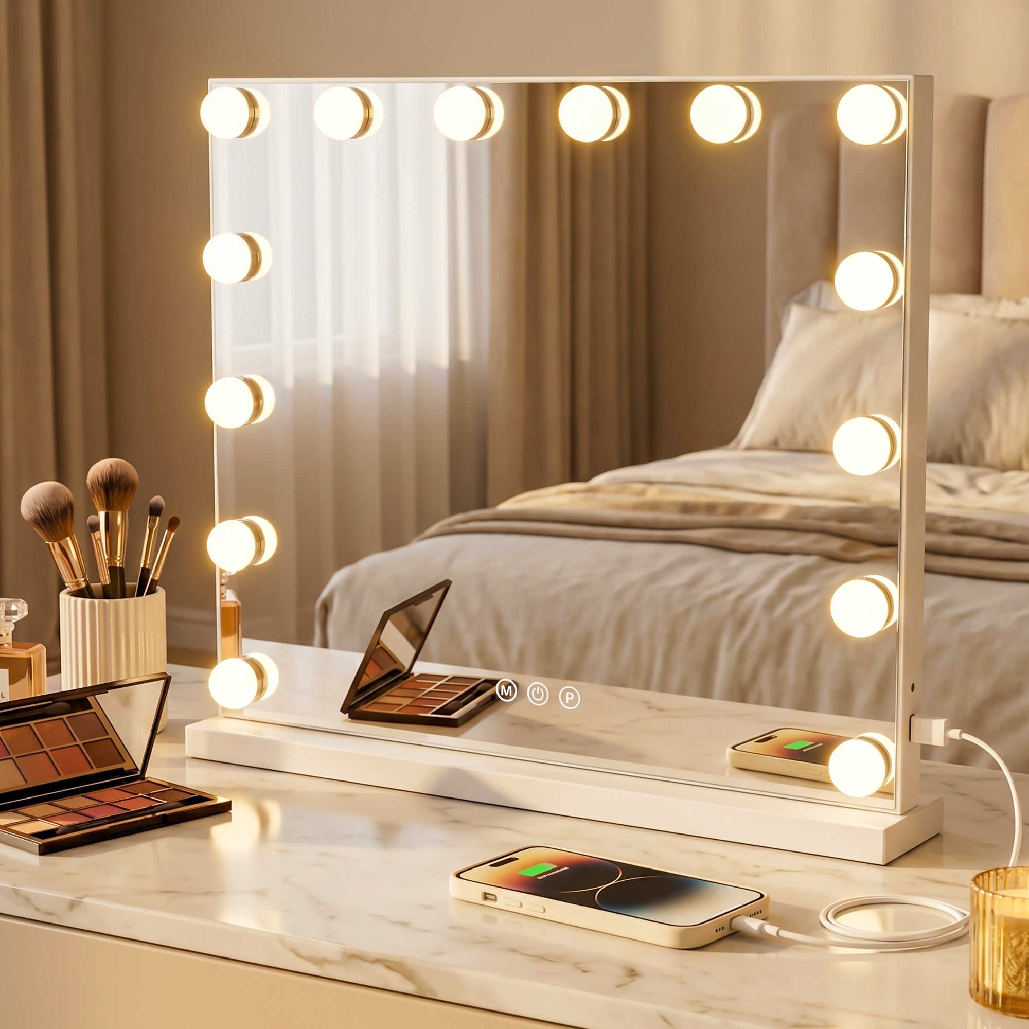 Square Hollywood Vanity Mirror with LED Lights