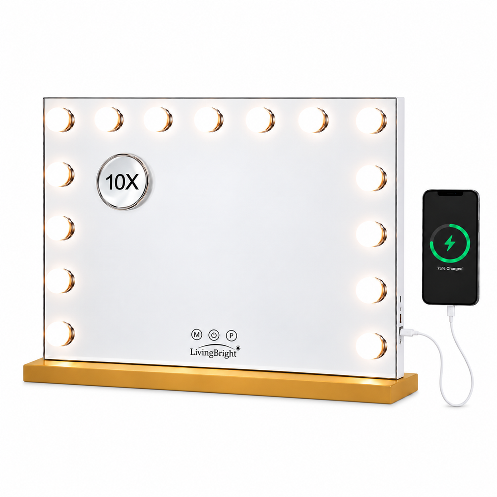 Livingbright Hollywood Mirror 58X48CM - LED - Gold