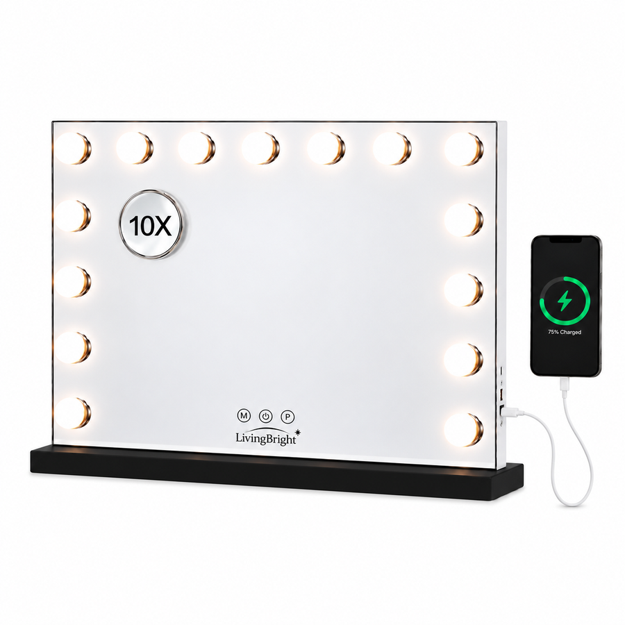 Livingbright Hollywood Spiegel 58X48CM - LED - Zwart