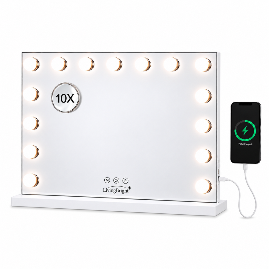 Livingbright Hollywood Spiegel 58X48CM - LED - Wit