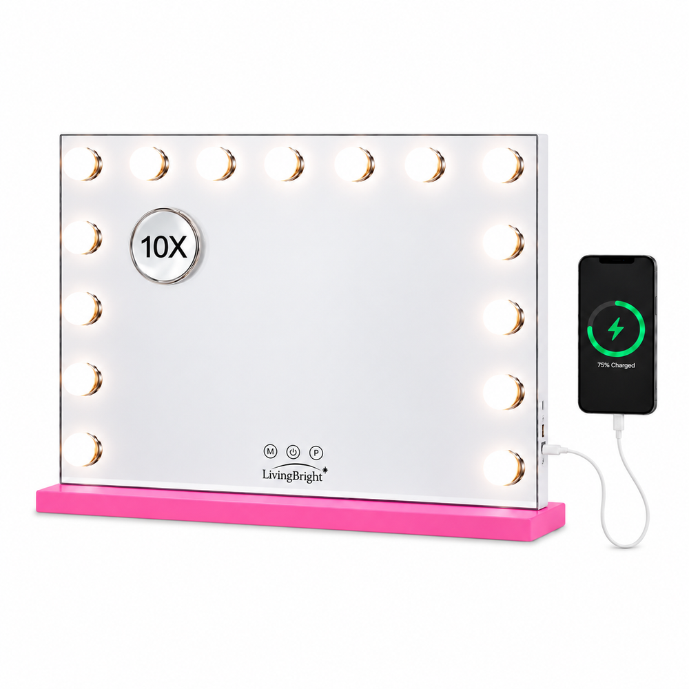 Livingbright Hollywood Mirror 58X48CM - LED - Pink