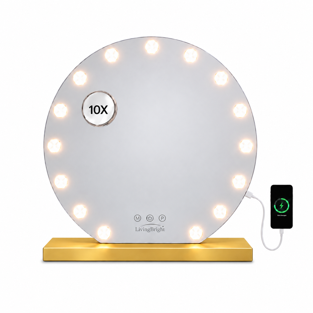 Livingbright Hollywood Round Mirror 60X57CM - LED - Gold