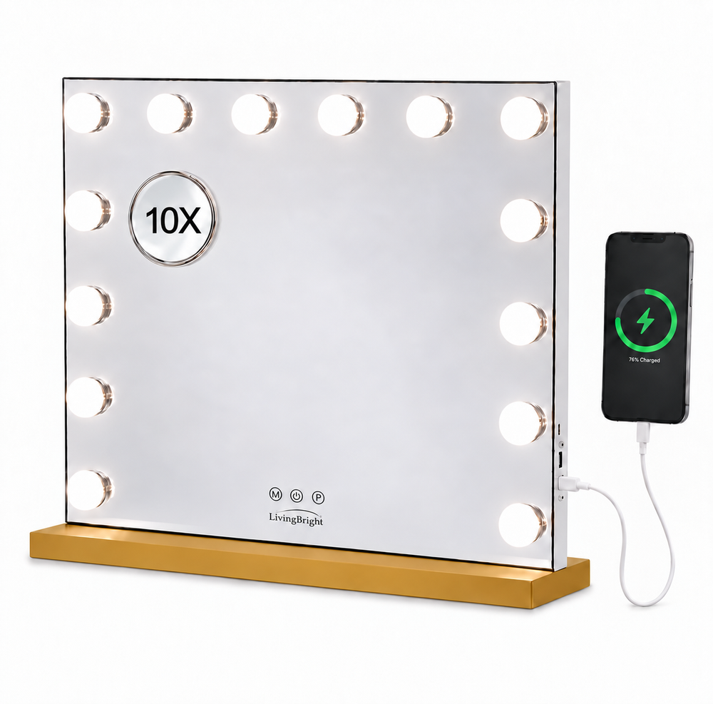 Livingbright Hollywood Mirror 50X42CM - LED - Gold