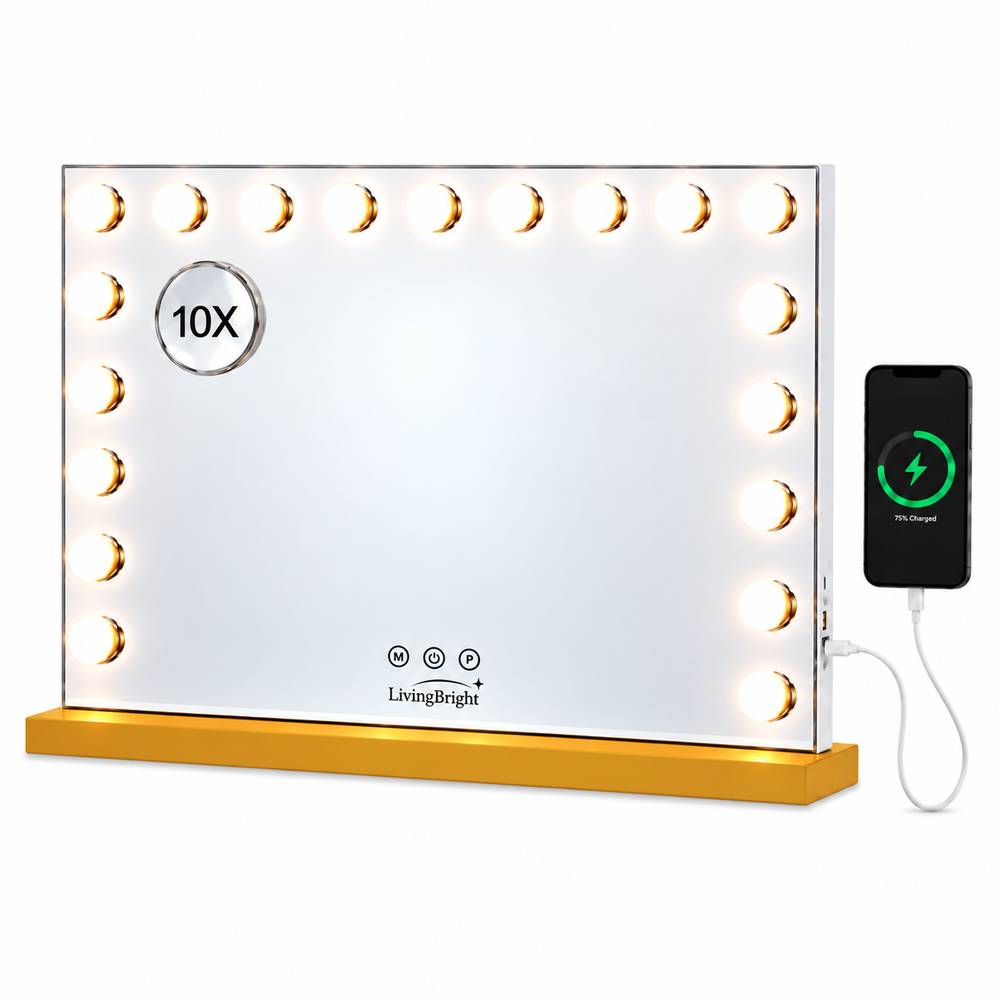 Livingbright Hollywood Mirror 80X62CM - LED - Gold