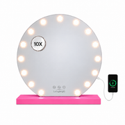 Livingbright Hollywood Spiegel Rond 60X57CM - LED - Roze