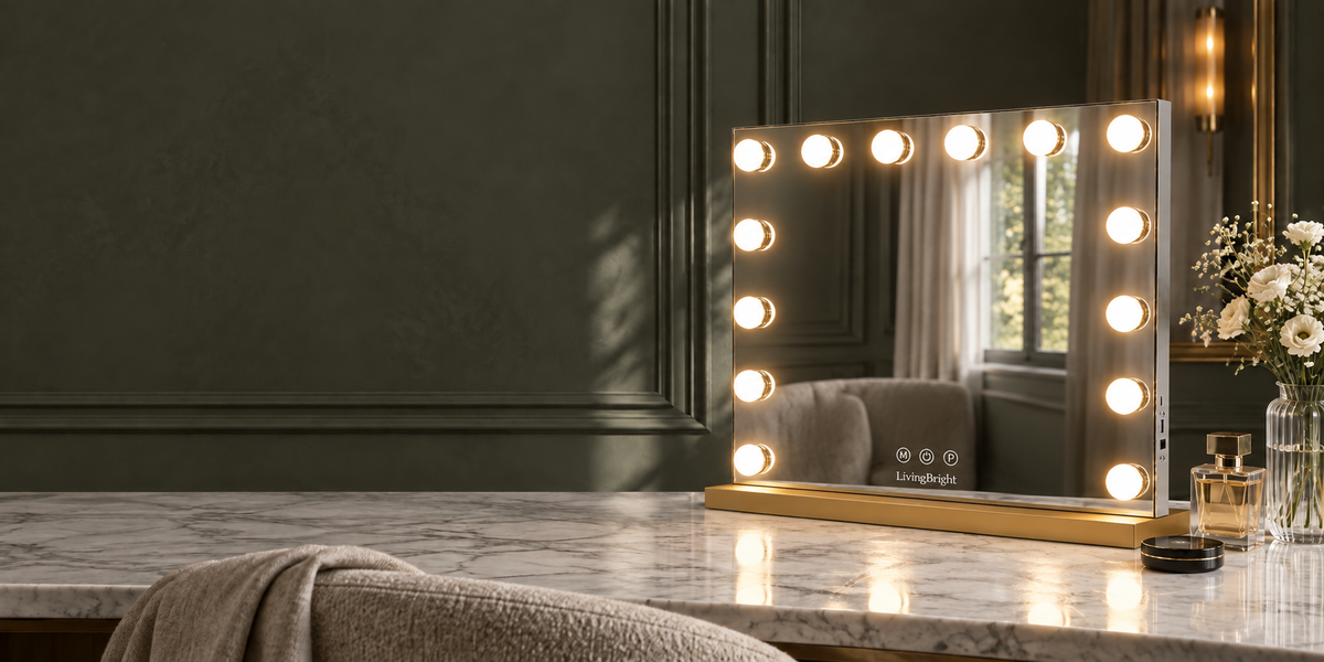 LivingBright gold Hollywood mirror
