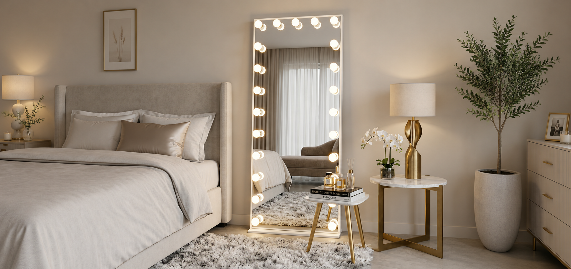 LED Full-Length Floor Vanity Mirror – White | 65 × 173 cm