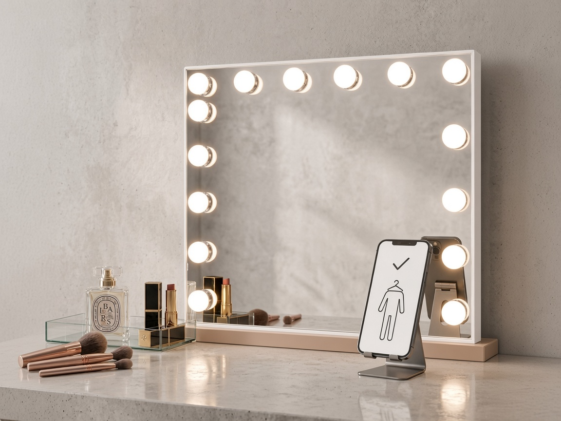 Livingbright - Make Up Spiegel - Hollywood Spiegel met Verlichting 50X40CM - 3 Lichtkleuren - Dimbaar - USB Oplader - Goud