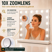Livingbright - Make Up Spiegel - Hollywood Spiegel met Verlichting 50X40CM - 3 Lichtkleuren - Dimbaar - USB Oplader - Wit - afbeelding 2