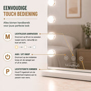 Livingbright - Make Up Spiegel - Hollywood Spiegel met Verlichting 50X40CM - 3 Lichtkleuren - Dimbaar - USB Oplader - Wit - afbeelding 13
